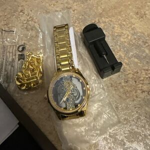 Gold Skeleton Dial Men's Watch